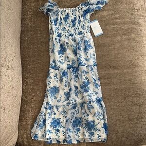White and Blue Floral Dress